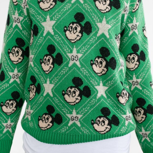 Gucci x Disney Mickey Mouse Green Logo Sweater Size Large - Picture 4 of 8